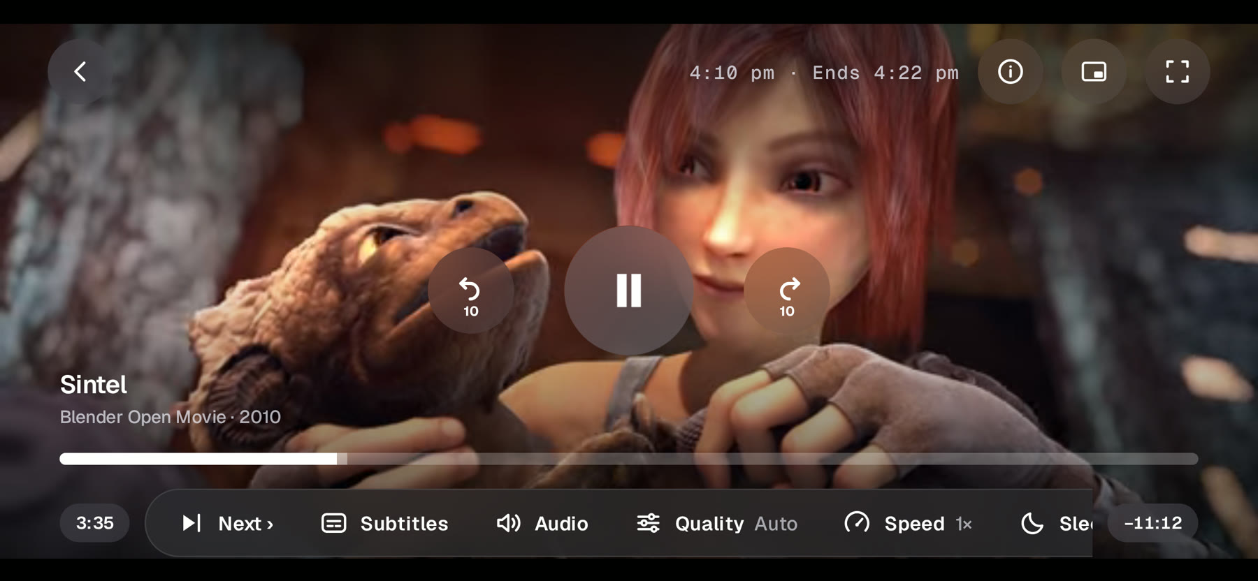 The same film playing on a phone held sideways