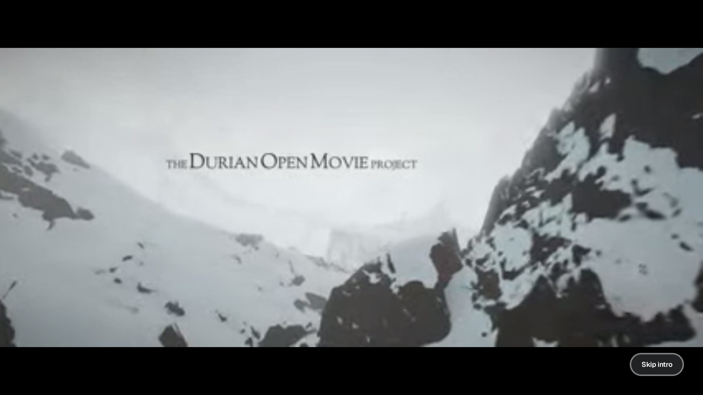 A film's opening titles with a Skip intro button in the corner